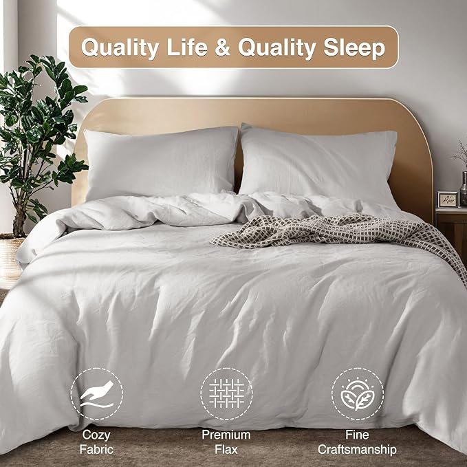 Linen Duvet Cover Set - King - 3 Piece