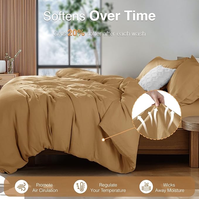 Linen Duvet Cover Set - Queen - 3 Piece