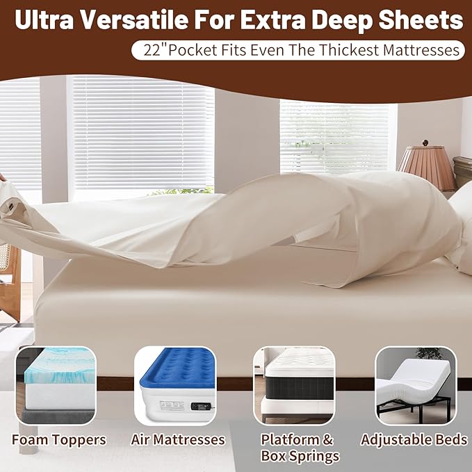 Linen Bed Sheet Set - King - 4 Piece
