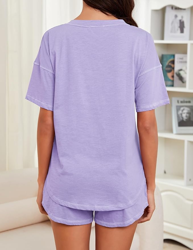 Women's 100% Cotton Shorts Pajama Set - Short Sleeve - 2 Piece