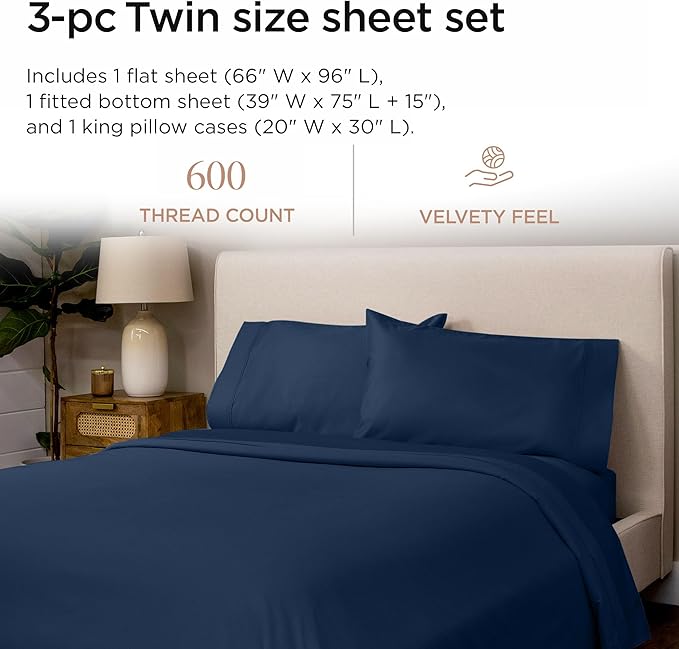 100% Cotton Cooling Bed Sheet Set - Twin - 3 Piece