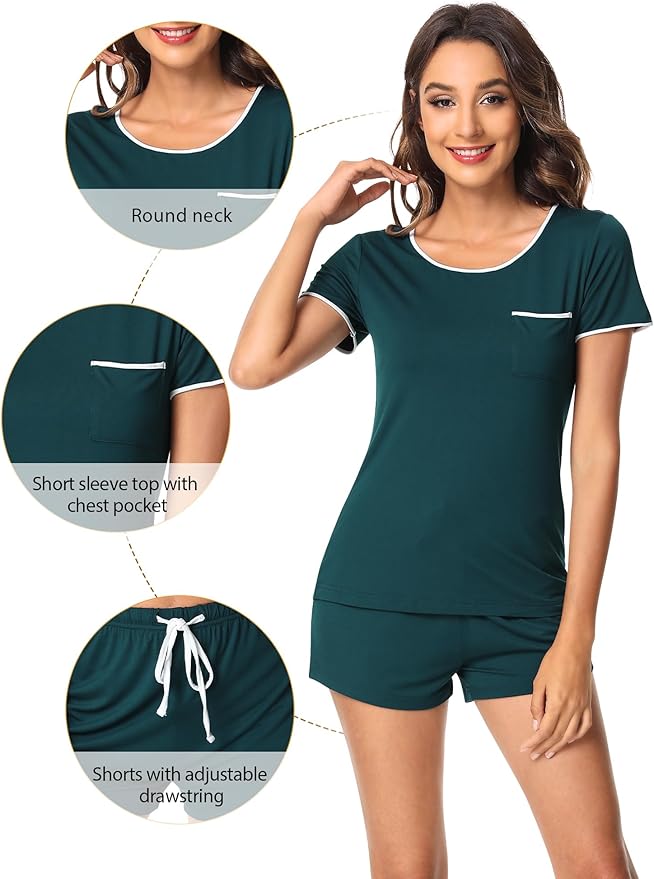 Women's Bamboo Cooling Pajama Set - Short Sleeve - 2 Piece