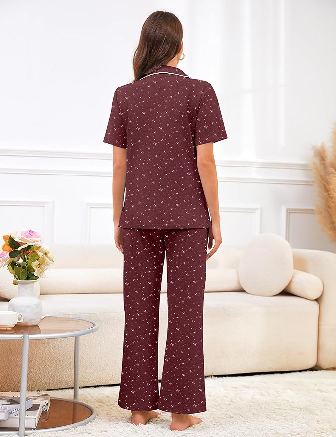 Women's 100% Cotton Pajama Set - Short Sleeve - 2 Piece