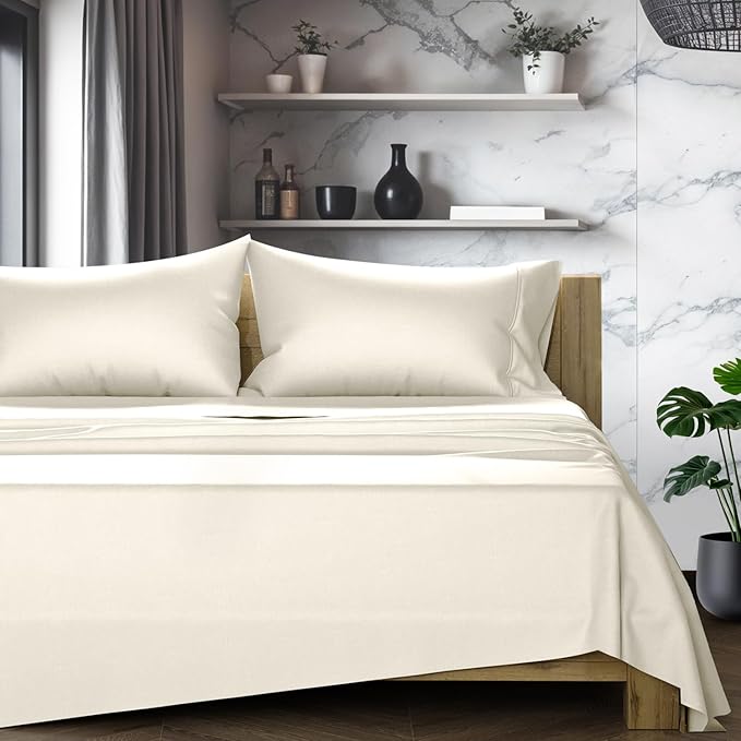Linen Cooling Bed Sheet Set - King - 17 in Deep Pocket - 4 Piece