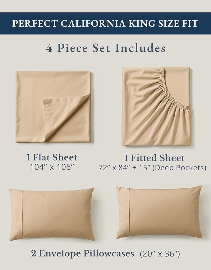 Linen Cooling Bed Sheet Set - California King - 4 Piece