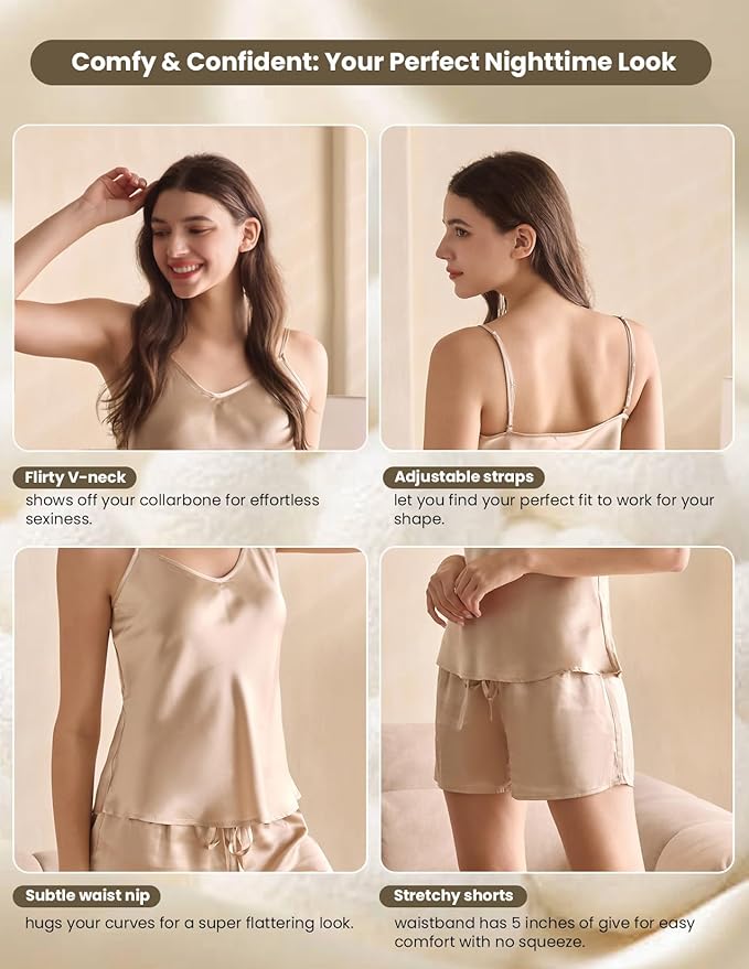 Women's Mulberry Silk Shorts Pajama Set - 2 Piece