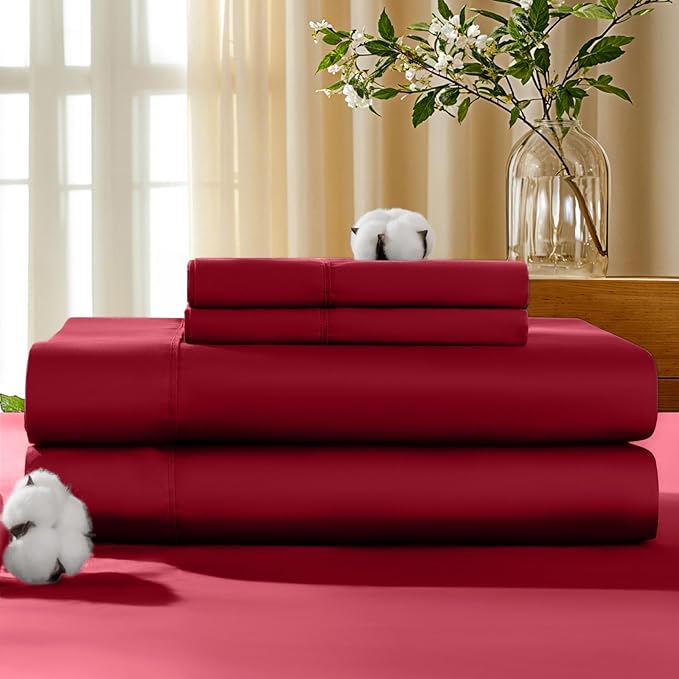 100% Cotton Bed Sheet Set - California King - 4 Piece
