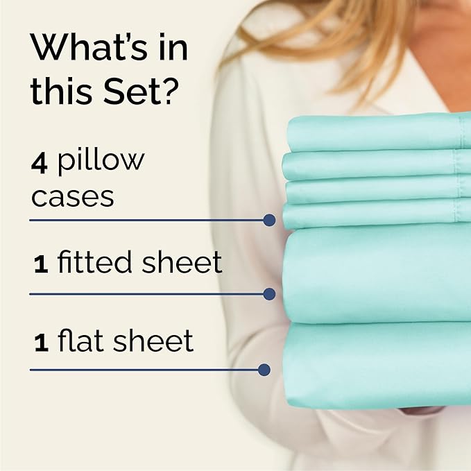 Cooling Bed Sheet Set - Queen - 16 in Deep Pocket - 6 Piece