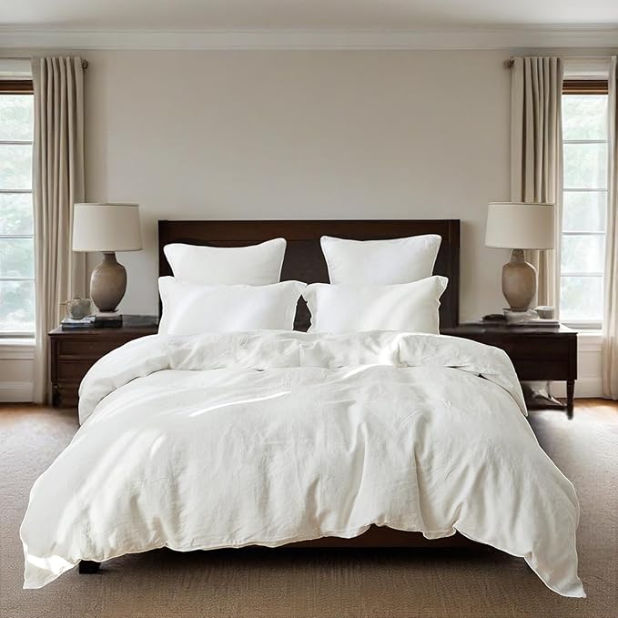 Linen Duvet Cover Set - California King - 3 Piece