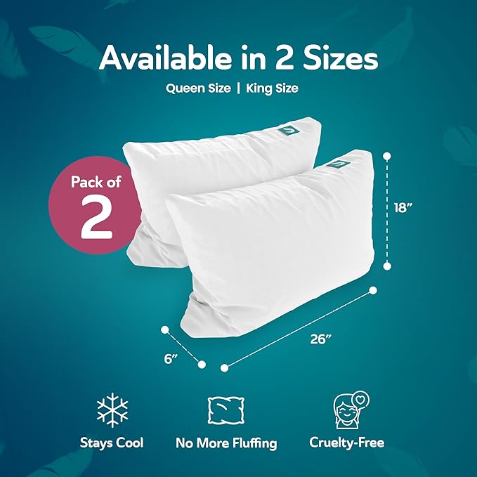 Cooling Bed Pillow - Queen - 2 Pack