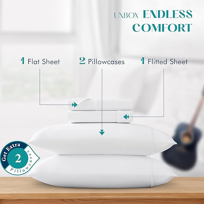 Linen Cooling Bed Sheet Set - California King - 17 in Deep Pocket - 4 Piece