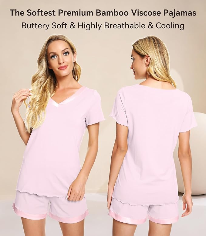 Women's Bamboo Cooling Pajama Set - Short Sleeve - 2 Piece