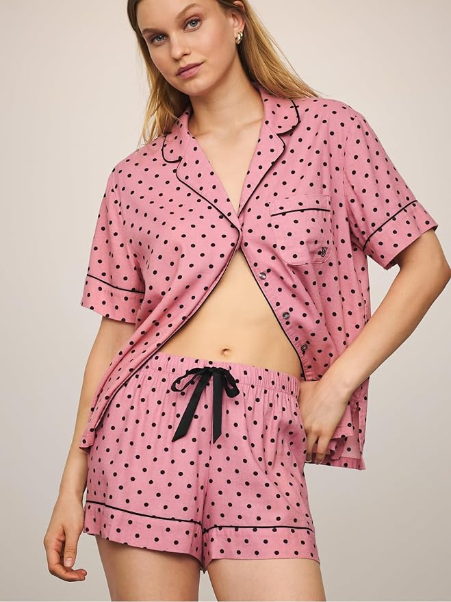 Women's Flannel Pajama Set - Short Sleeve - 2 Piece