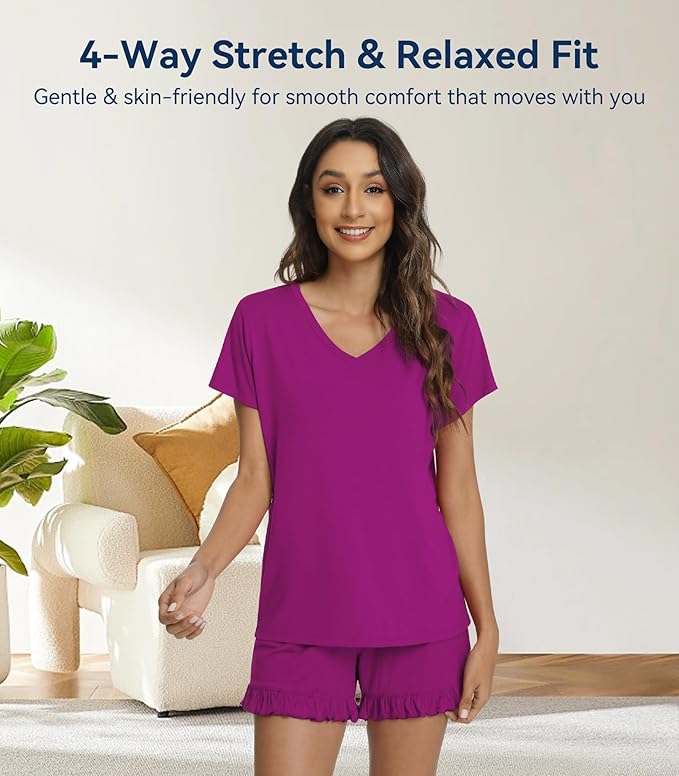 Bamboo Cooling Shorts Pajama Set - Short Sleeve - 2 Piece