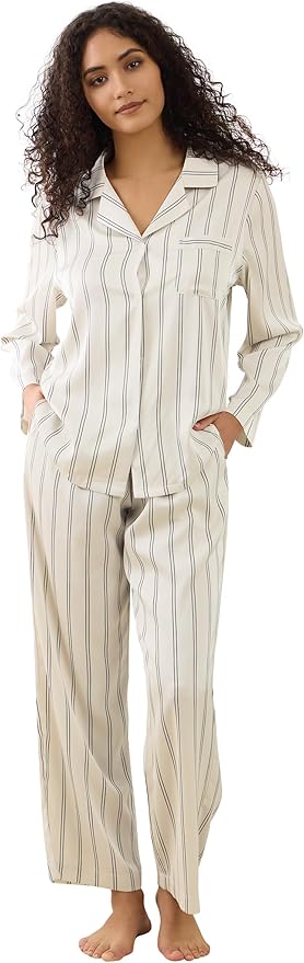 Satin Pajama Set - Long Sleeve - 2 Piece