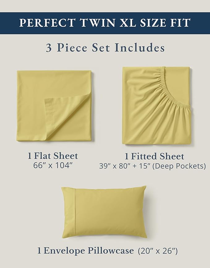 Linen Bed Sheet Set - Twin XL - 3 Piece
