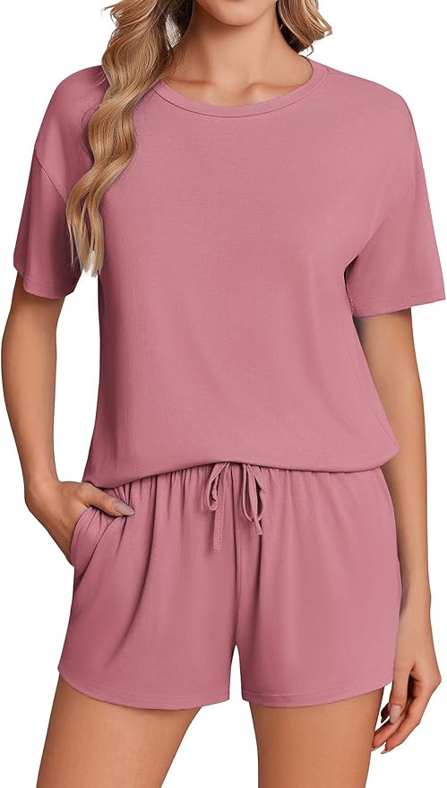 Women's Bamboo Shorts Pajama Set - Short Sleeve - 2 Piece
