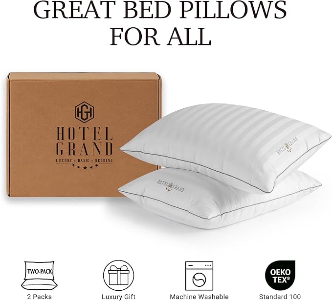 100% Cotton Bed Pillow - King - 2 Piece