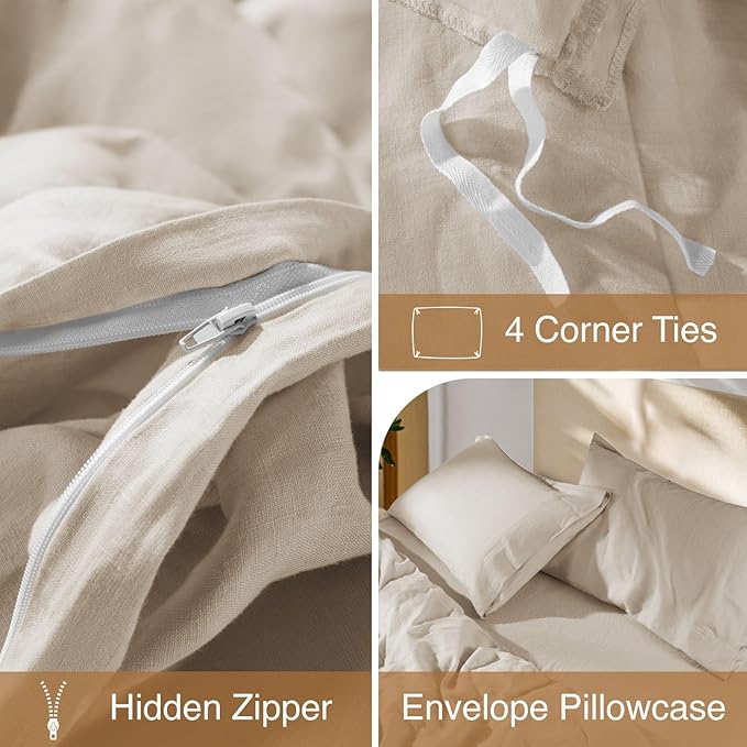 Linen Duvet Cover Set - Full - 3 Piece