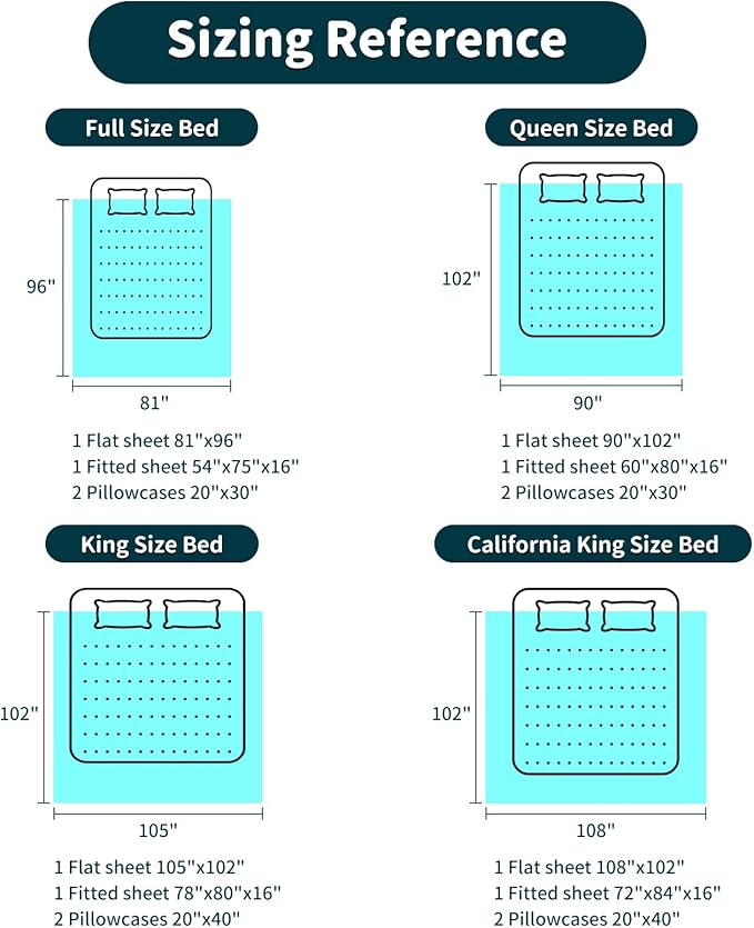 100% Cotton Bed Sheet Set - King - 16 in Deep Pocket - 4 Piece
