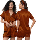 Satin Shorts Pajama Set - 3 Piece