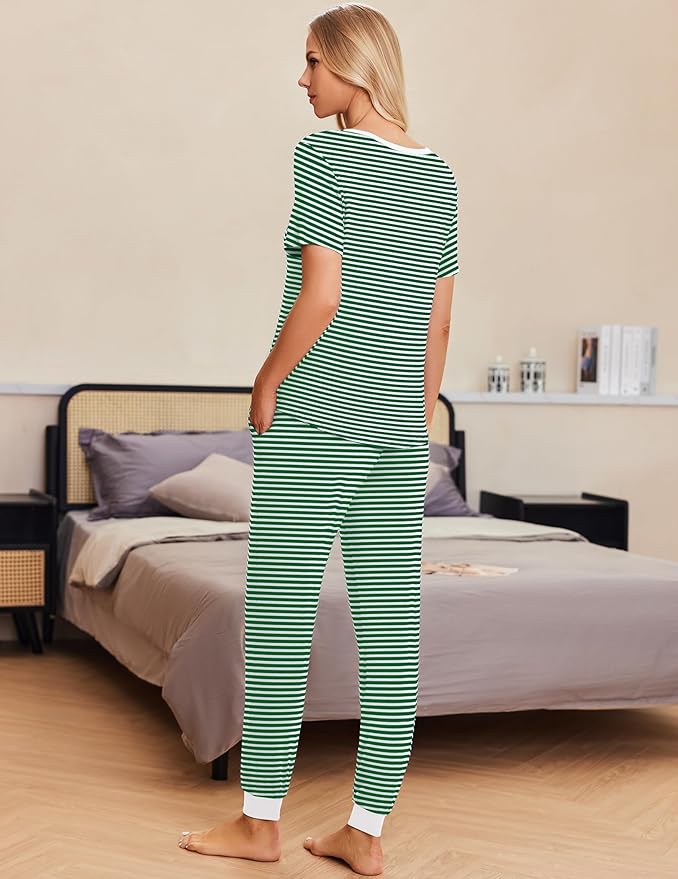 Women's Pants Pajama Set - Short Sleeve - 2 Piece