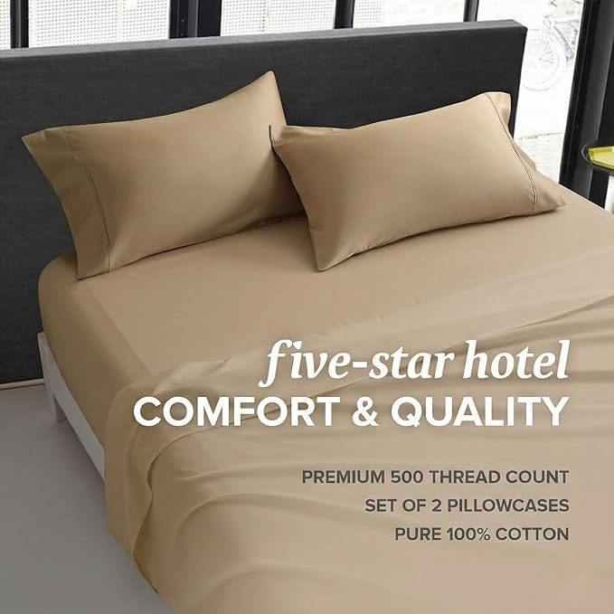 100% Cotton Pillowcase Set - King - 2 Piece