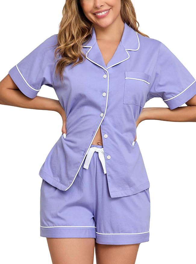 100% Cotton Pajama Set - Short Sleeve - 2 Piece