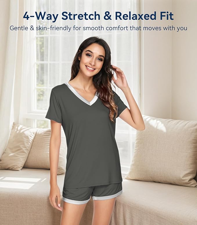 Women's Bamboo Cooling Pajama Set - Short Sleeve - 2 Piece