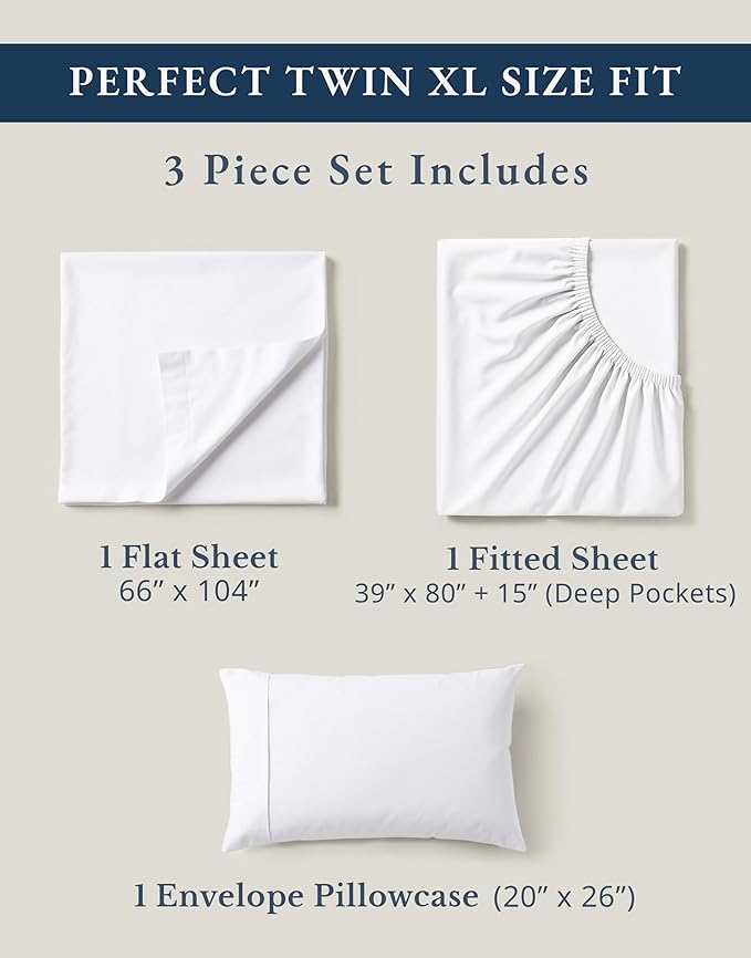 Linen Bed Sheet Set - Twin XL - 3 Piece