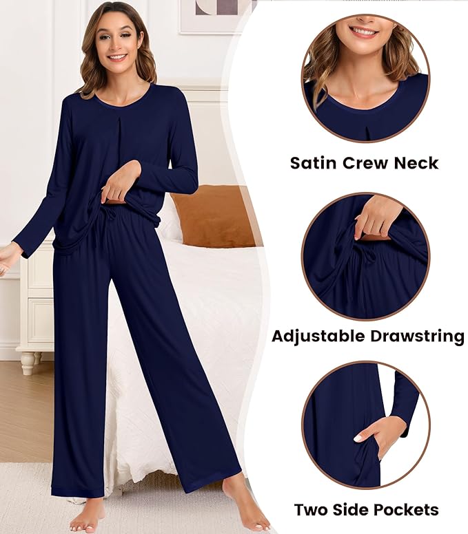 Women's Bamboo Pants Pajama Set - Long Sleeve - 2 Piece
