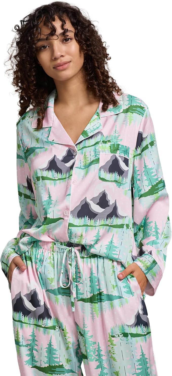 Satin Pajama Set - Long Sleeve - 2 Piece
