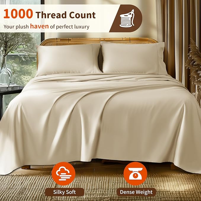 Linen Bed Sheet Set - Queen - 4 Piece