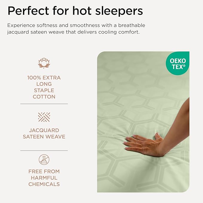 100% Cotton Cooling Bed Sheet Set - Full - 4 Piece