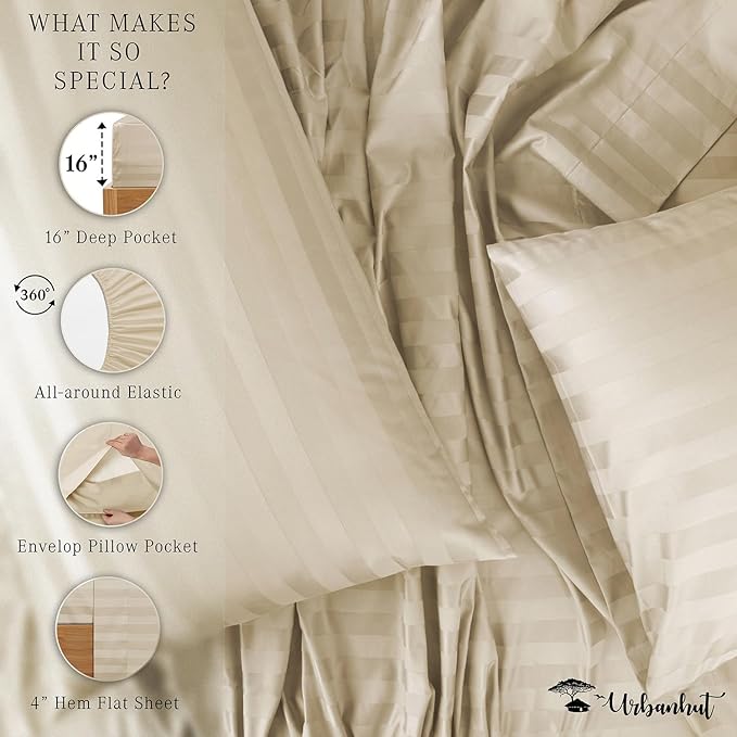 Bed Sheet Set - Full - 16 in Deep Pocket - 4 Piece