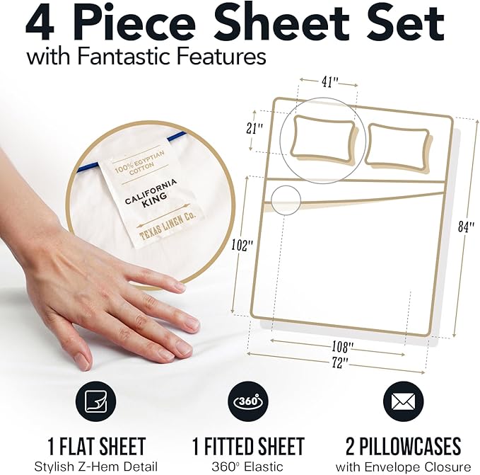 Linen Cooling Bed Sheet Set - California King - 4 Piece