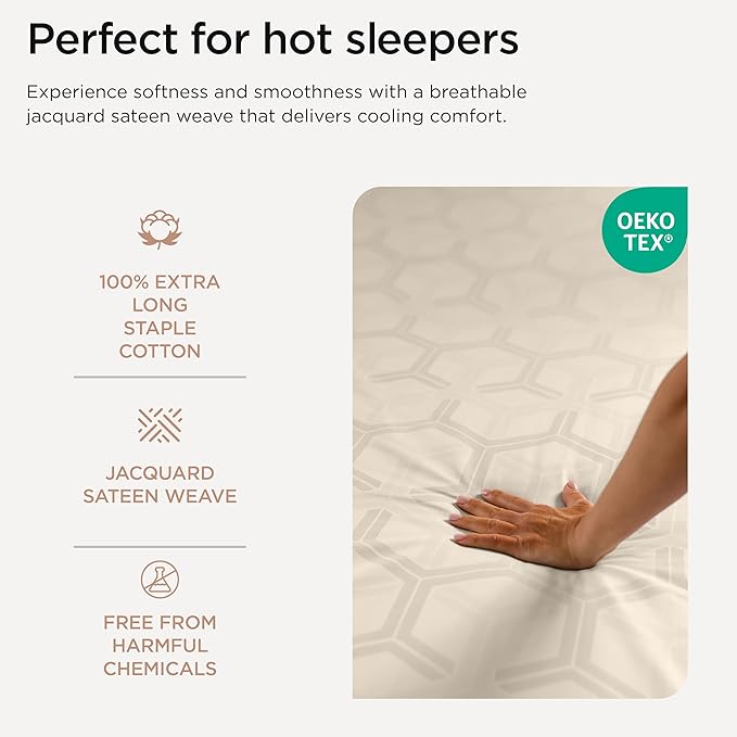 100% Cotton Cooling Bed Sheet Set - Queen - 4 Piece