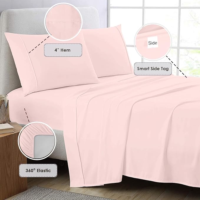 100% Cotton Bed Sheet Set - California King - 15 in Deep Pocket
