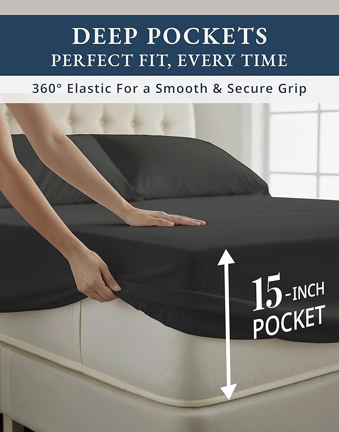 Cooling Bed Sheet Set - Queen - 15 in Deep Pocket