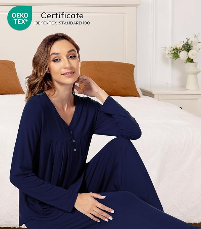 Women's Bamboo Pants Pajama Set - Long Sleeve - 2 Piece