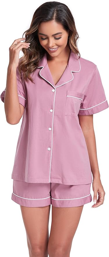100% Cotton Pajama Set - Short Sleeve - 2 Piece