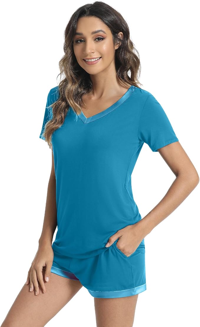 Women's Bamboo Cooling Pajama Set - Short Sleeve - 2 Piece