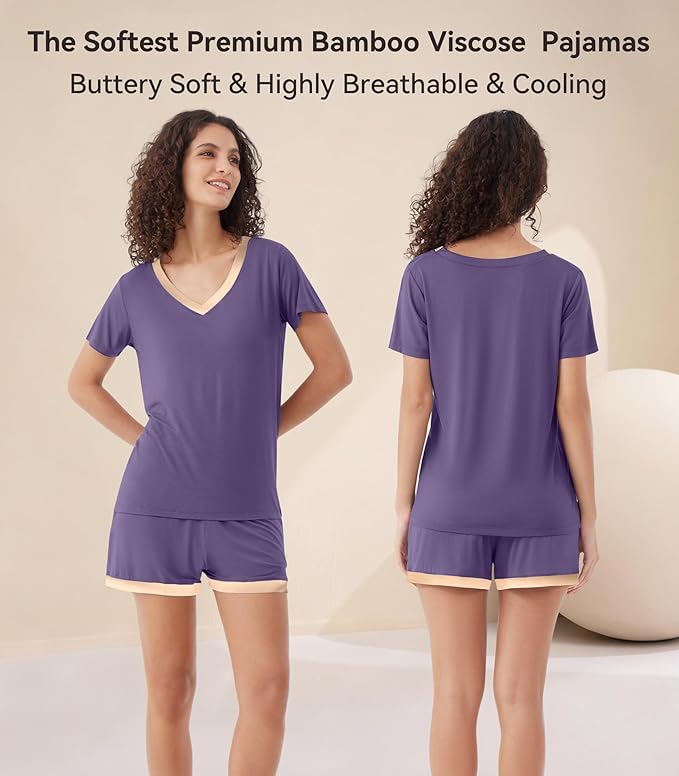 Women's Bamboo Cooling Pajama Set - Short Sleeve - 2 Piece