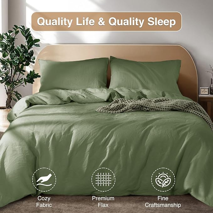 Linen Duvet Cover Set - King - 3 Piece