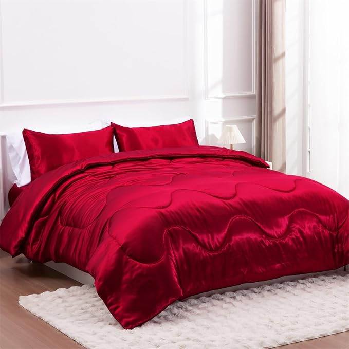 Satin Weighted Comforter Set - Queen