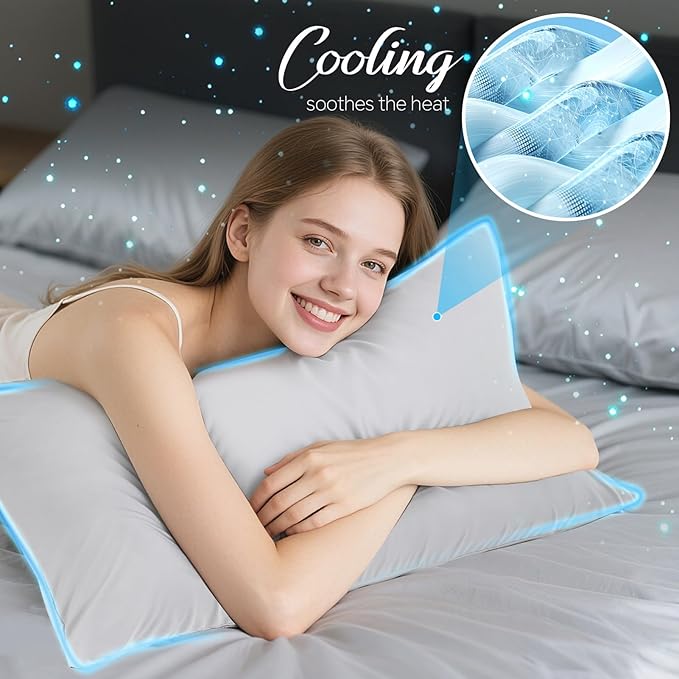 Cooling Bed Pillow - Queen - 20 x 30 in - 4 Piece