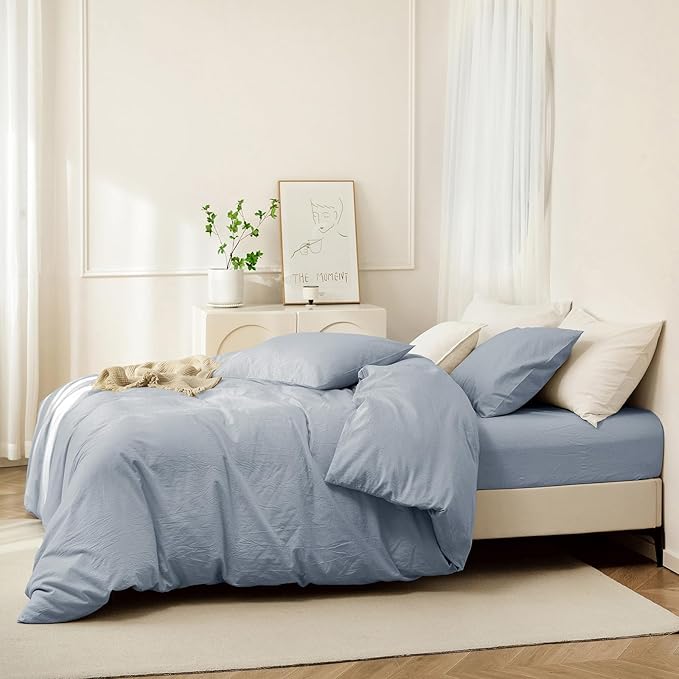 Linen Duvet Cover Set - Queen - 90 x 90 in - 3 Piece