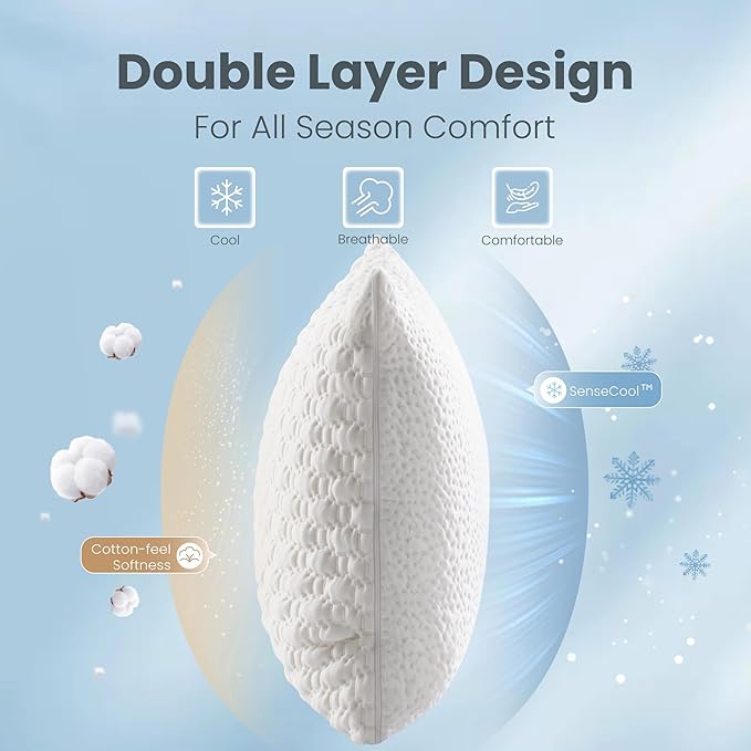 Memory Foam Cooling Bed Pillow - King - 2 Piece