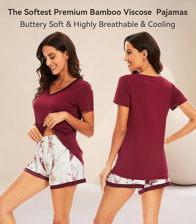 Women's Bamboo Cooling Pajama Set - Short Sleeve - 2 Piece