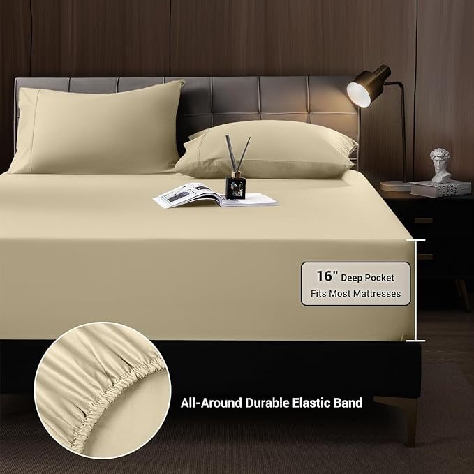 Bamboo Cooling Bed Sheet Set - Queen - 4 Piece